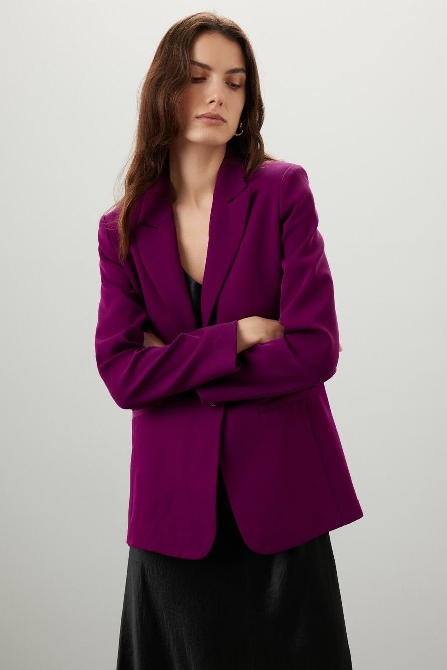 Endless Rose Purple Single Breasted Peak Lapel Business Office Blazer Jacket XS